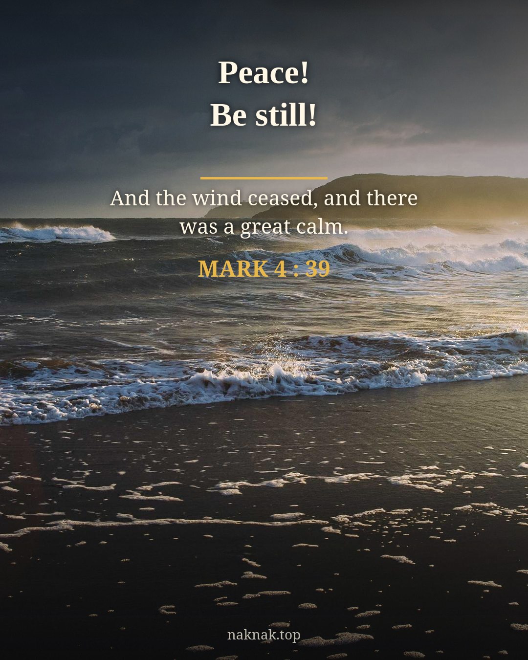 Peace Be Still — Ocean Sunset Bible Verse Poster