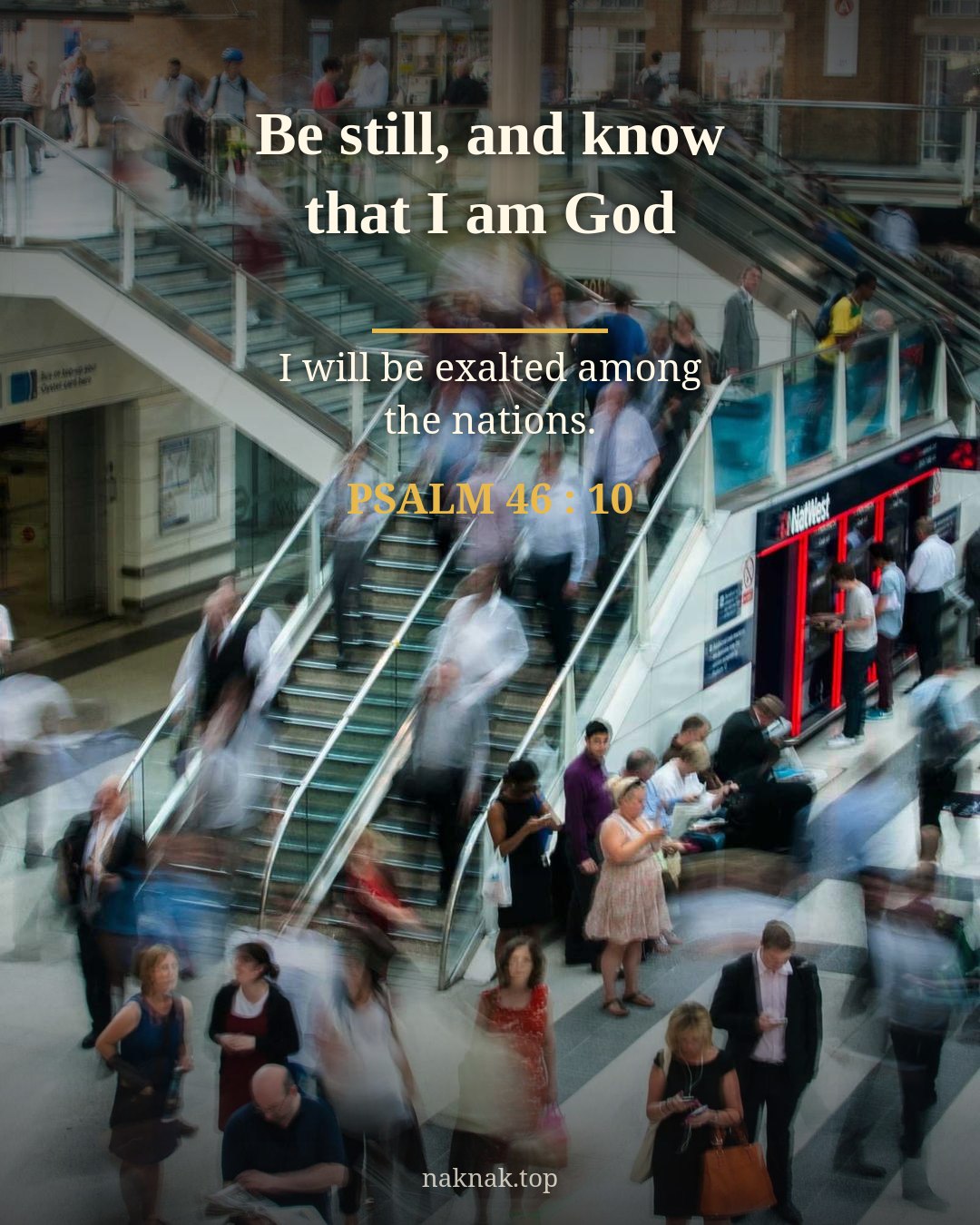 Be Still — Busy Crowd Bible Verse Poster