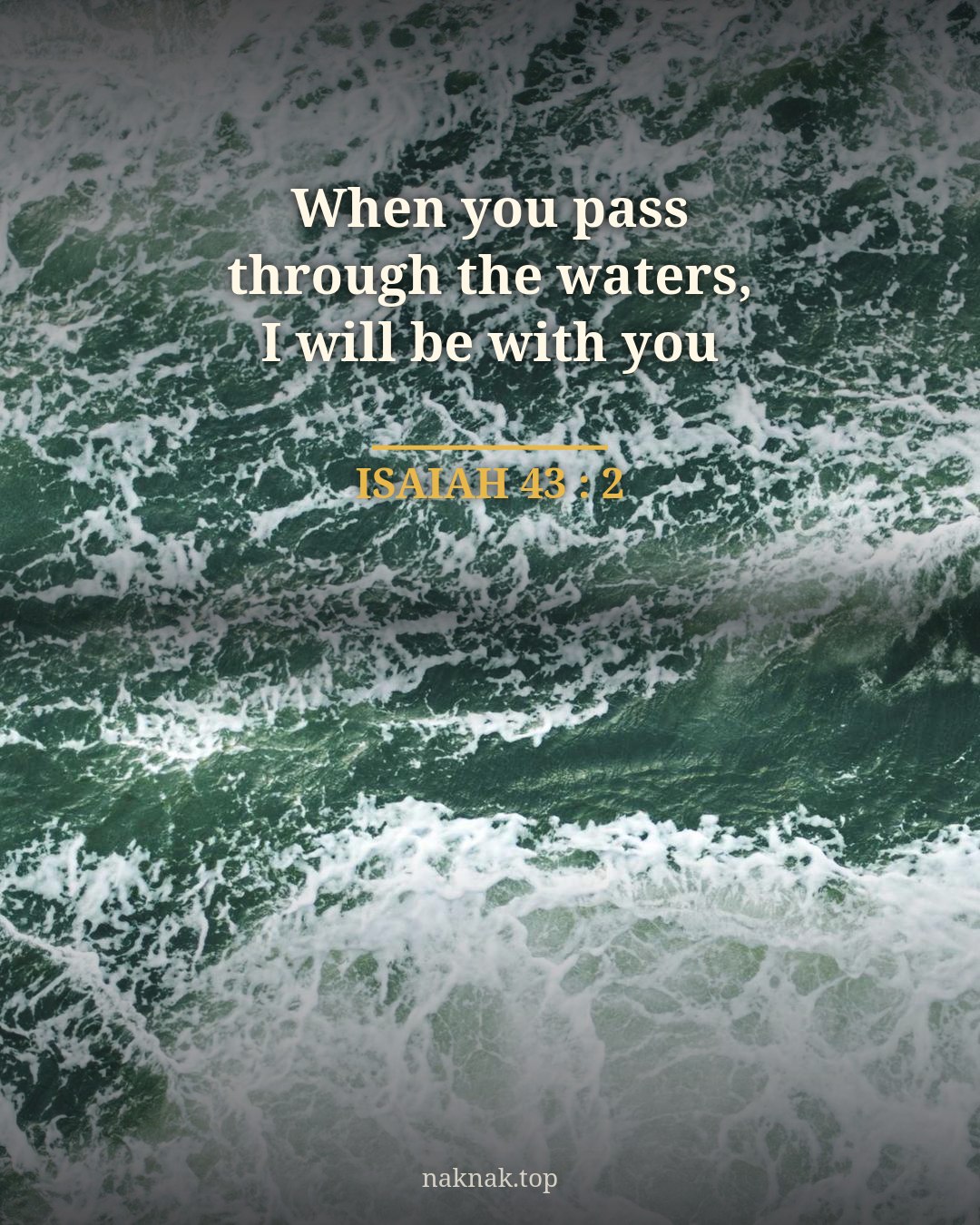 Through the Waters — Ocean Foam Bible Verse Poster